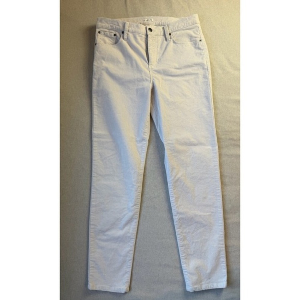 Garnet Hill White Corduroy Pants Women Size 8 Organic Cotton Academia Stretch